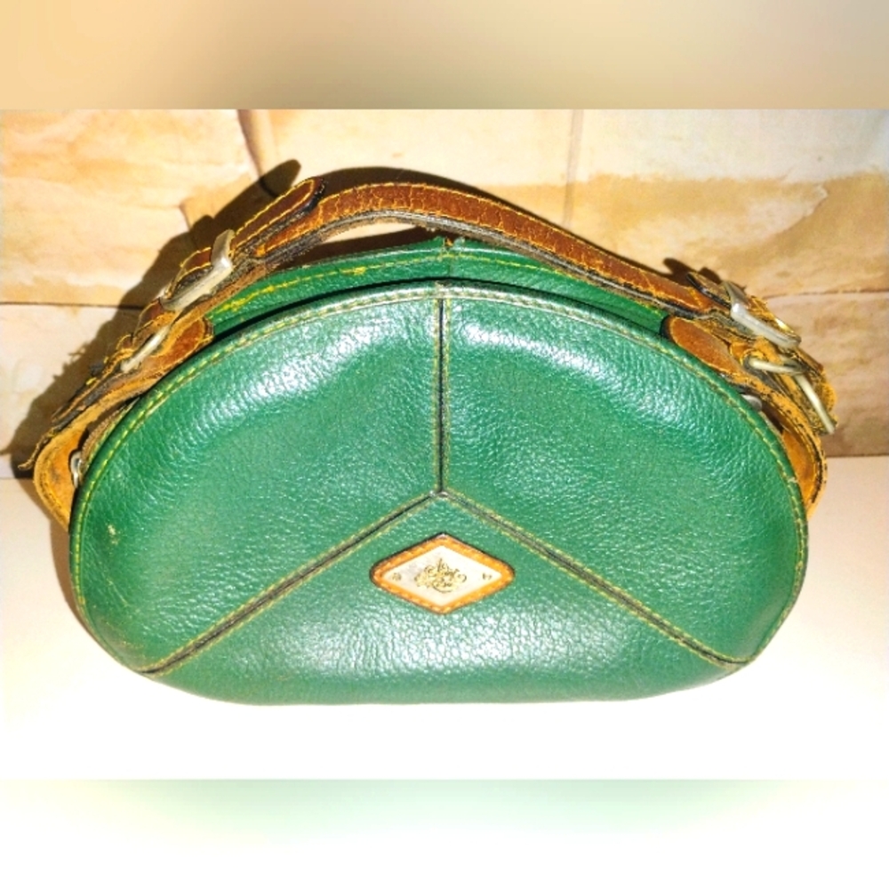 Green Leather Women's Pebble Leather Vintage Saint Rosa Semi Clutch Bag